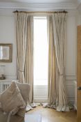 Three pairs of beige silk damask curtains