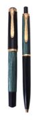 Pelikan, Souveran M400, a green and black fountain pen and ball point pen