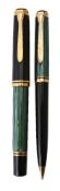 Pelikan, Souveran M800, a black fountain pen and a ball point pen