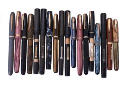 A collection of eighteen Waterman fountain pens