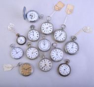 A collection of base metal pocket watches