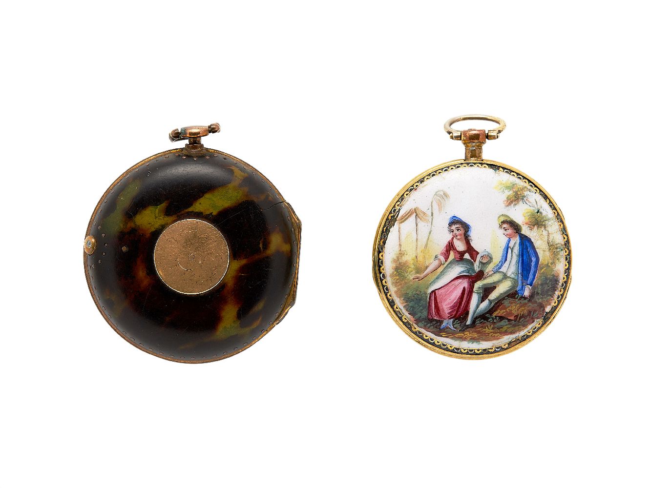 ϒ William Hughes, London, Gilt metal and tortoiseshell pair cased pocket watch - Image 2 of 2