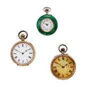 Unsigned,Gold coloured open face keyless wind pocket watch
