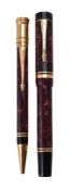 Parker, Duofold Centennial, a red marbled fountain pen and ball point pen