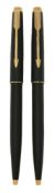 Parker, 75, two matte black laque ballpoint pens