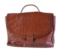Fendi, a brown pressed leather attaché handbag