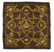 Hermès, Crowns, a brown silk scarf