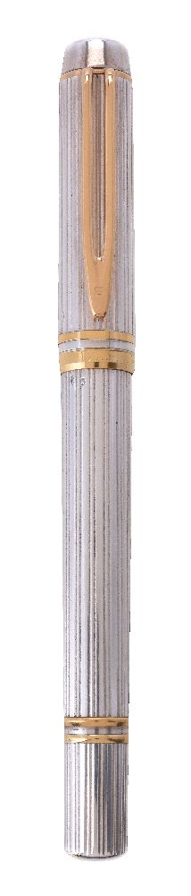 Waterman, Man 100, a silver coloured and gilt fountain pen