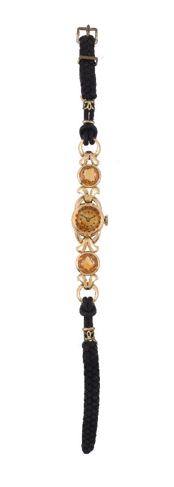 Unsigned14 carat gold and citrine wrist watch - Image 2 of 2