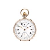 Unsigned,Silver open face keyless wind chronograph pocket watch