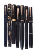 A collection of seven Swan fountain pens