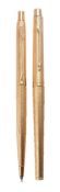 Parker, Classic Grain D'Orge, a gold plated fountain pen and propelling pencil