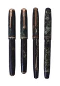Parker, Duofold, a green and black striped fountain pen