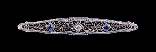 An early 20th century sapphire and diamond brooch