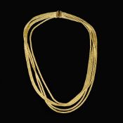 A 1960s multi row gold coloured necklace by Franco Sartori