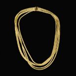 A 1960s multi row gold coloured necklace by Franco Sartori