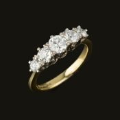 An 18 carat gold diamond five stone ring