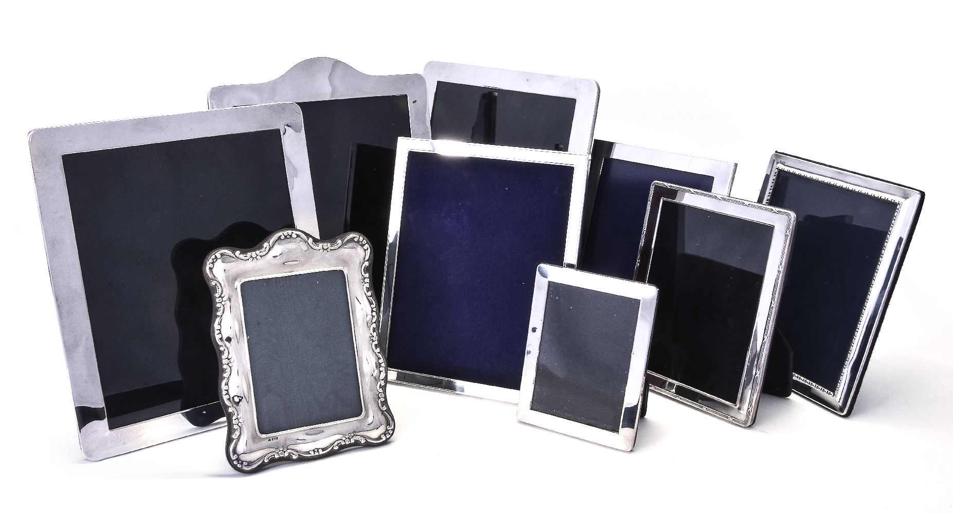 Nine English silver photograph frames