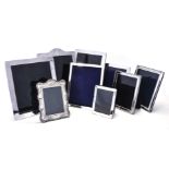 Nine English silver photograph frames