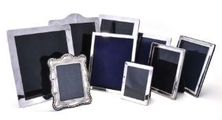 Nine English silver photograph frames