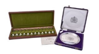 A silver circular commemorative salver by Historical Heirlooms Ltd