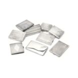 Nine silver coloured rectangular cigarette cases