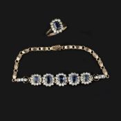 A sapphire and white sapphire bracelet