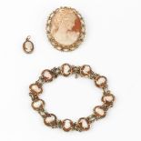 A shell cameo brooch/pendant