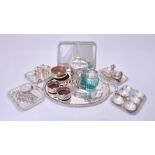 A collection of silver mounted and plated wares