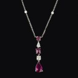 A pink tourmaline, ruby and diamond necklace