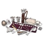 A collection of silver and base metal items