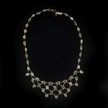 A moonstone fringe necklace