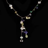 A multi gem set necklace