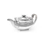 ϒ A late George III silver oblong baluster tea pot