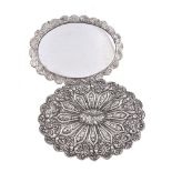 A pair of Ottoman Turkish silver shaped oval mirrors