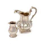 A George IV English provincial silver lobed baluster cream jug by John Walton