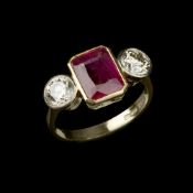 A ruby and diamond ring