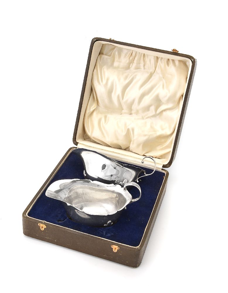 A pair of silver oval sauce boats by Sucking Ltd - Image 2 of 2