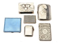 Six silver small boxes
