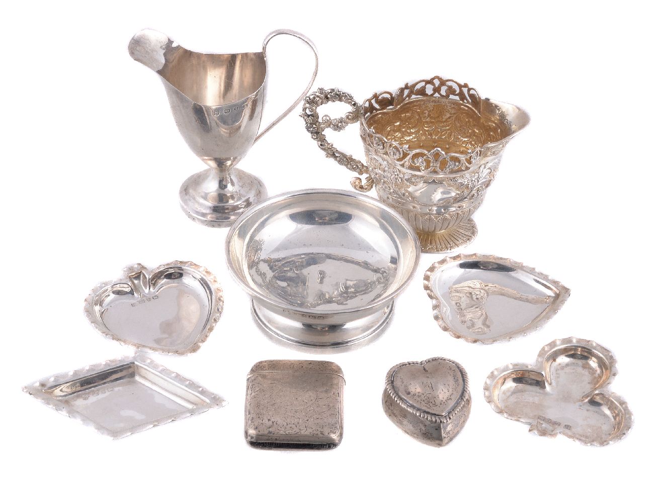 A collection of small silver