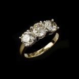 A three stone diamond ring