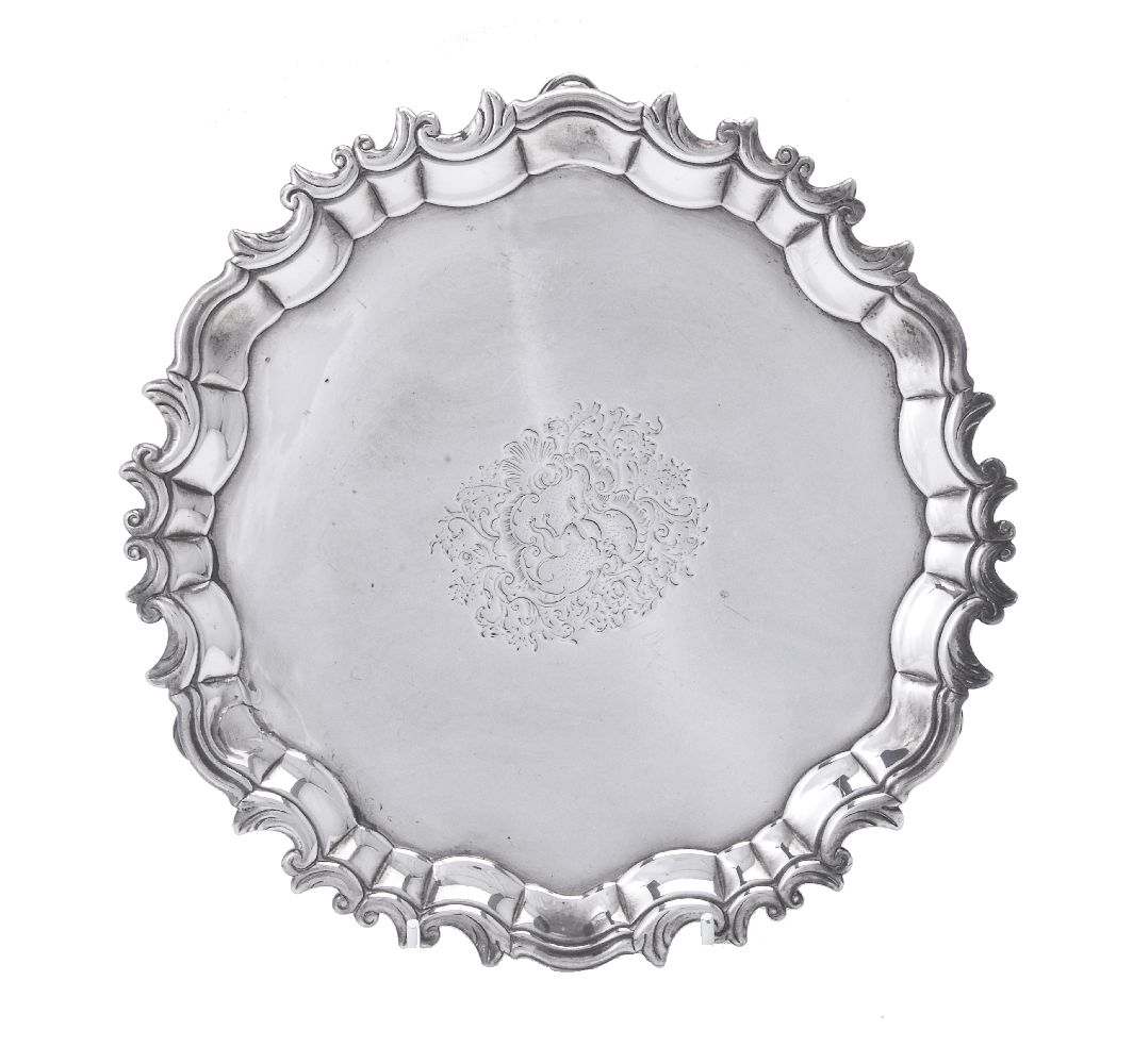 An Irish silver shaped circular salver perhaps William Williamson