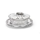 A William IV silver shaped oval butter dish by Charles Ratherham