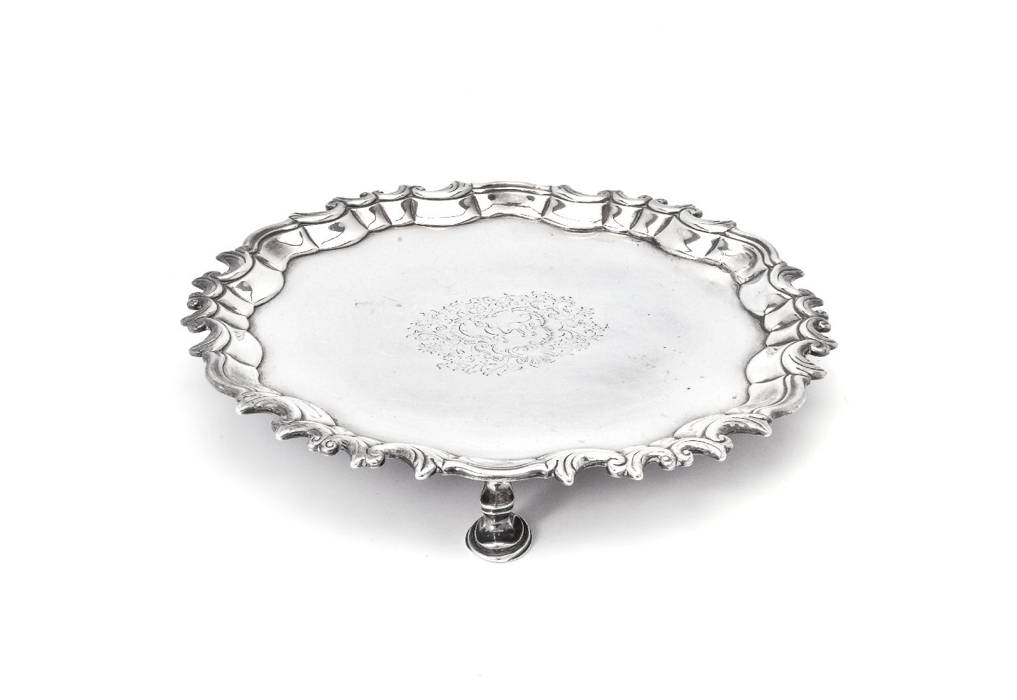 An Irish silver shaped circular salver perhaps William Williamson - Image 2 of 2