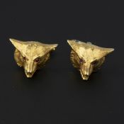 A pair of 9 carat gold fox mask cufflinks