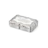 A Victorian silver shaped rectangular table snuff box by Nathaniel Mills