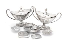 A group of silver small boxes and related
