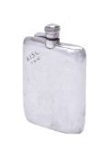 A silver rounded rectangular spirit flask by John Dixon & Sons