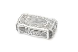 A 19th century French silver shaped rectangular snuff box