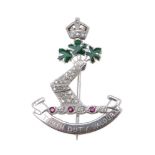 A diamond and ruby Royal Military College of Canada sweetheart brooch